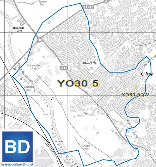 A map of the YO30 5 postcode sector