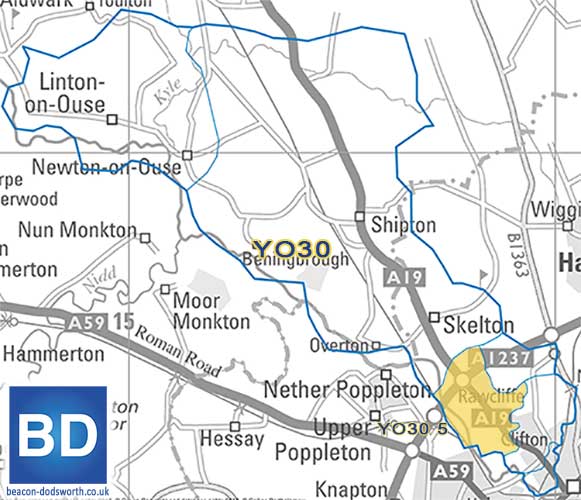 A map of the YO30 postcode district