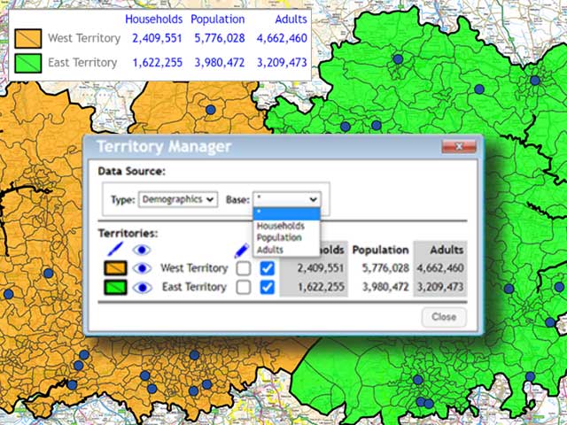 A screenshot of the MapVision territory manager in action.